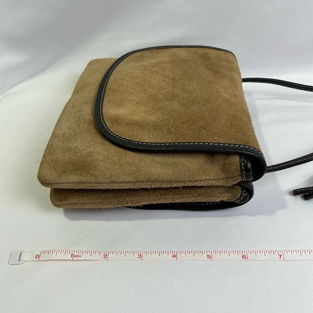 Vintage Loewe Tan Suede 
Mini Shoulder Crossbody Bag Purse Leather Spain Anagram - Picture 12 of 15